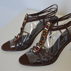 Brown Satin heels Size 9.5